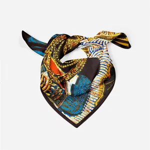 Exotic Picasso style abstract oil painting silk square scarf with colorful art patterns