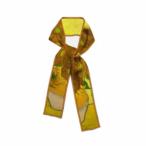 Foulard twilly en soie motif tournesols Van Gogh pour femme avec imprimé artistique jaune
