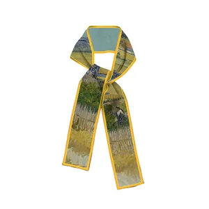Van Gogh Harvest oil painting silk scarf elegant narrow twilly headband for women