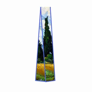 Van Gogh Harvest Wheatfield art silk scarf displayed in a stylish long ribbon style