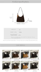 Detailed dimensions and weight info for this large suede hobo shoulder tote bag