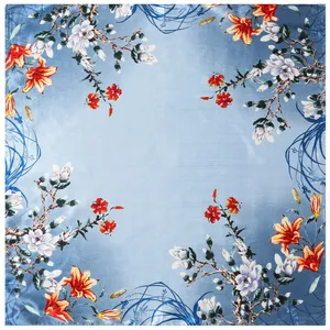 Elegant Satin Square Scarf Floral Print Silk-Like Small Neck Scarf Fashionable Hair Bandana Accessory For Women