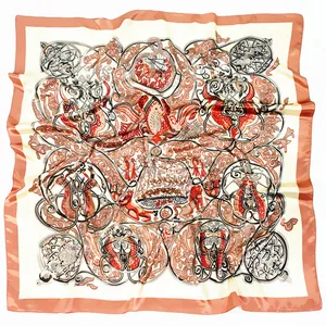 90cm vintage square silk scarf featuring classical mythology and baroque patterns