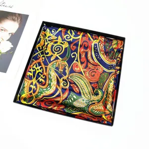 90cm vintage silk scarf with peacock pattern in an elegant gift box for women