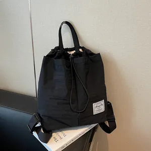 Zaino Casual con Coulisse Uomo Donna Nylon Impermeabile Grande Capacità Borsa da Scuola Borsa da Viaggio Streetwear Knapsack