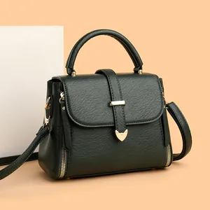French Style PU Leather Litchi Texture Shoulder Bag For Women Fashion Retro Heart Clasp Crossbody Bag Top Handle Handbag