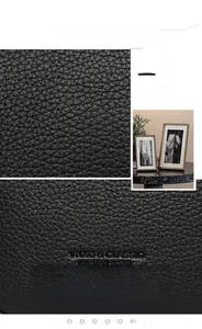 Close-up of black lychee texture leather with waterproof and breathable features
