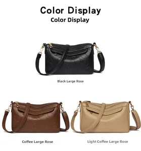Sacs à bandoulière pour femmes avec relief rose en noir, café et marron clair