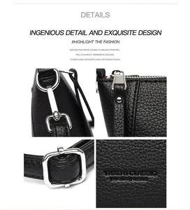 Close-up of litchi grain leather texture with silver buckles and embossed logo detail