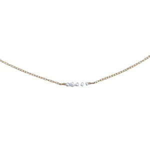 Minimalist 18k gold plated titanium necklace with five natural baroque pearls and wire-wrapped detail