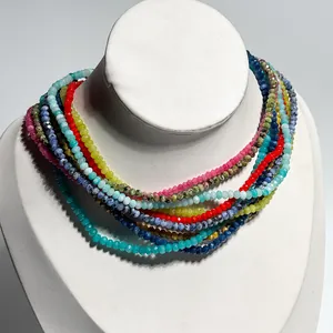 Handmade Natural Stone Beaded Necklace For Women 18K Gold Plated Stainless Steel Minimalist Boho Colorful Choker Jewelry Gift