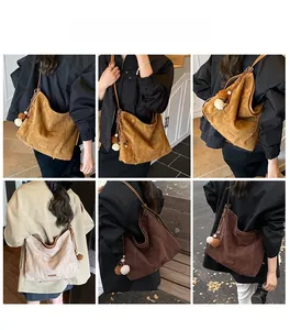 Detail view of large capacity tote bag in ginger, beige, and dark coffee matte finish