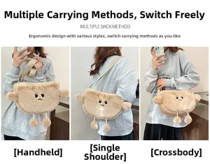 Dettagli borsa cloud peluche con tre modi di indossare: borsa a mano, spalla e tracolla