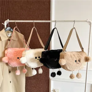 Borse a tracolla in peluche a forma di nuvola in quattro colori con ricami carini
