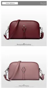 Vue détaillée de sacs coquillages en cuir texturé bordeaux et rose foncé avec zips en métal