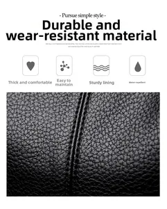 Close-up of durable litchi texture black leather material with waterproof coating