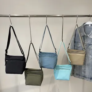 Simple nylon crossbody bag in five versatile colors for casual style and large capacity