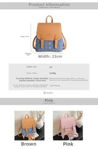 Detailed size specifications and material chart for the bear print mini backpack