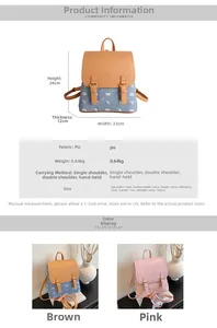 Detail view of stylish PU leather mini backpack with bear patterns and vintage flap