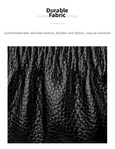 Close-up of black lychee grain leather featuring wear-resistant and soft texture