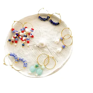 Bohemian 18K gold plated hoop earrings with assorted colorful beads and pearls