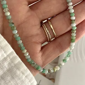 Handcrafted minimalist necklace with colorful freshwater pearls and faceted beads