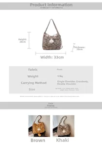 Tableau des tailles détaillé pour sac à dos chat en peluche avec mesures et capacités