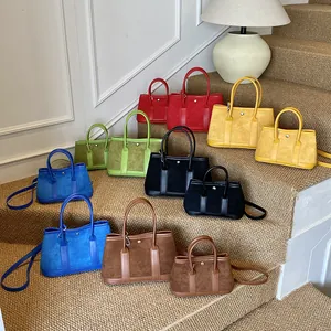Contrast color minimalist tote bag in suede and leather, available in various sizes and colors