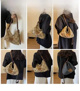 Multiple views of a vintage monogram canvas shoulder bag with chain strap and leather finish