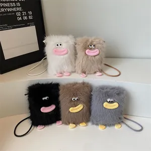 Sacs bandoulière en peluche monstre avec lèvres rigolotes en plusieurs couleurs