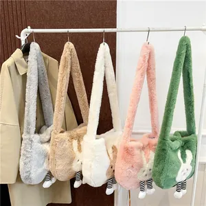 Borse a tracolla in peluche con coniglio cartoon in cinque colori per l'autunno inverno