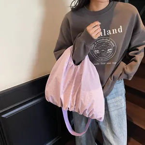 Chic lavender canvas tote bag with textured nylon fabric for casual daily commute
