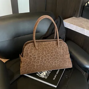 Vintage-Tote-Bag Mit Leopardenmuster Und Mattierter Textur Für Damen Große Retro-Schultertasche In Wildlederoptik Alltagstasche
