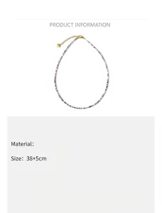 Dettaglio della collana di pietre naturali viola da 2mm con catena dorata da 38+5cm
