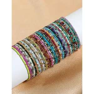 Bracelet Bohème Perlé en Pierre Naturelle Fait à la Main pour Femme en Acier Inoxydable Plaqué Or 18K Pendentif Cœur Bijoux Ajustables