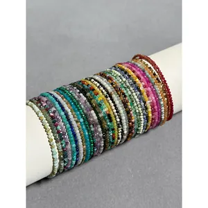 Natural Stone Beaded Bracelet With Heart Pendant 18k Gold Plated Titanium Steel Handmade Adjustable Jewelry For Women