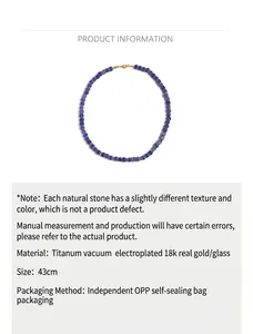 Détail du collier de perles Millefiori 43cm avec acier inoxydable plaqué or 18k
