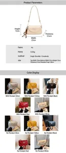 Dimensions détaillées du sac à bandoulière en PU crème avec motif papillon et spécifications