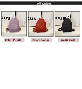 Lightweight canvas backpack for women shown in purple, orange, and black colors