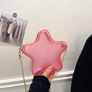 Sac Bandoulière en Forme d'Étoile à la Mode pour Femme Sac à Épaule avec Chaîne Tendance Petit Sac à Main en Cuir PU PVC