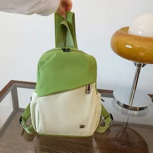 Mochila Multifuncional Casual para Mujer Bloques de Color Empalme Lona Bolso de Hombro Bandolera Gran Capacidad Aire Libre Moda Bolso de Viaje