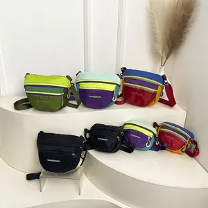 Waterproof nylon outdoor waist bags in colorful dopamine styles with adjustable straps