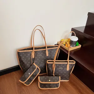 Borsa Tote E Mini Pochette Da Donna In Pelle PU Retrò Con Stampa Floreale Cartone Animato Tracolla Larga Grande Capacità Borse A Spalla