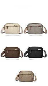 Collage of Oxford cloth crossbody bags in Apricot, Grey, Coffee, Black, and Khaki colors