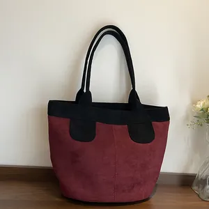 Sac Cabas Femme Grande Capacité Minimaliste Texture Dépolie Bloc de Couleur Sac à Épaule Rétro Navette Quotidienne Main