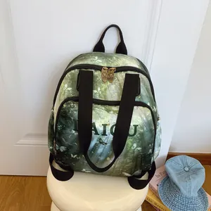 Women Artistic Print Canvas Backpack Large Capacity Fashion Tote Bag For School Travel Daily Use Casual Streetwear Bag