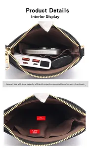 Detailed interior view of a black leather phone wallet with main pocket and card slots