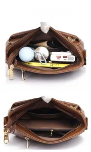 Detail view of the interior compartments showing the large capacity for daily essentials