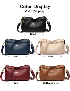 Color display of stylish tote bags in black, blue, beige, red, and brown tones