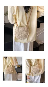Détail d'un sac bandoulière bohème au design en éventail avec bandoulière en cuir